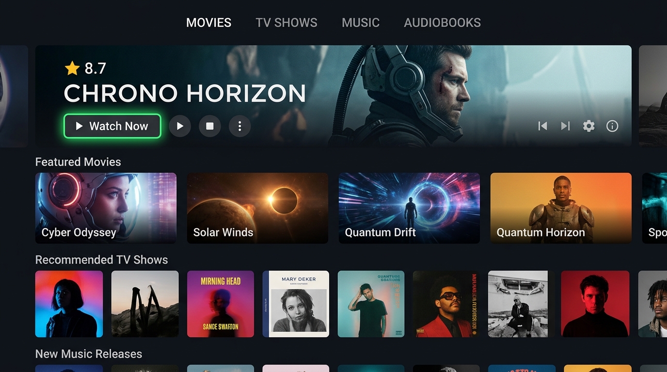 AskIT TV for Emby Server Home Screen Interface